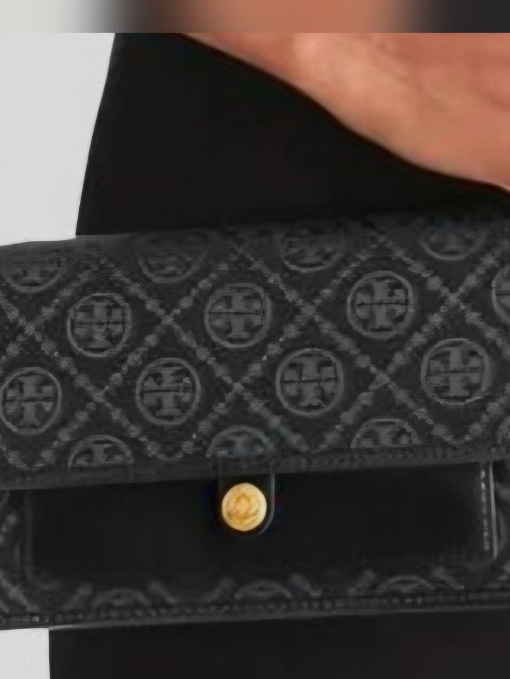 Tory Burch Black Logo Print Chain Crossbody Wallet